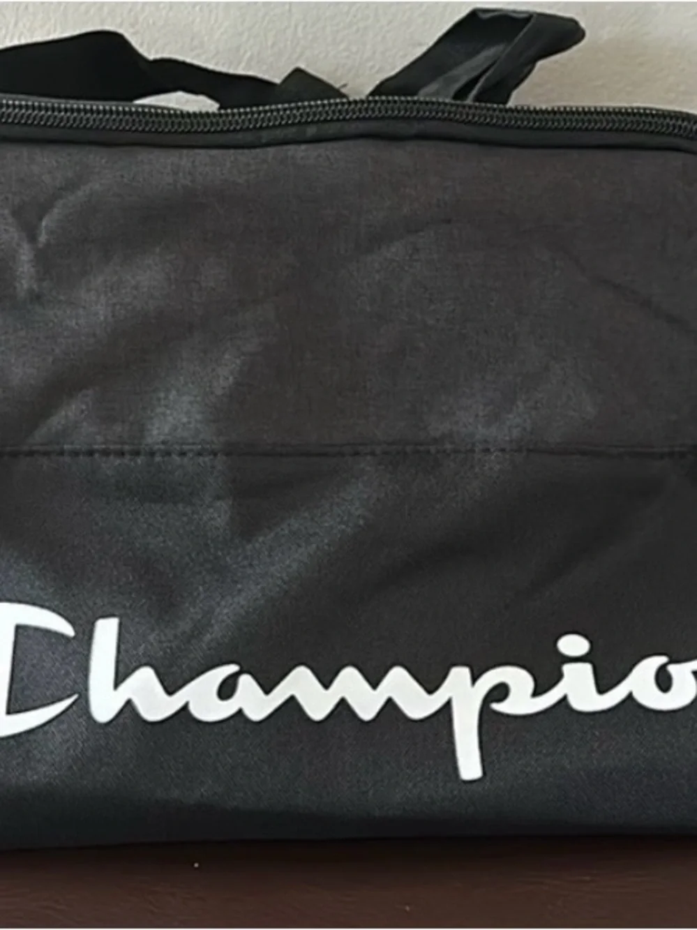 Champion Black Duffel Bag with White Logo